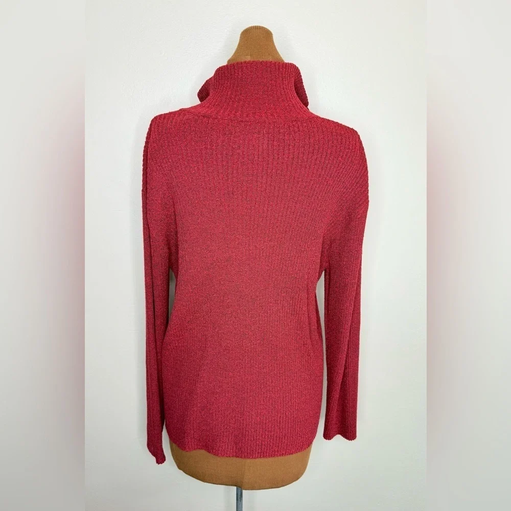 Chico’s Design Red Zipper Front Sweater Pockets Size Large
